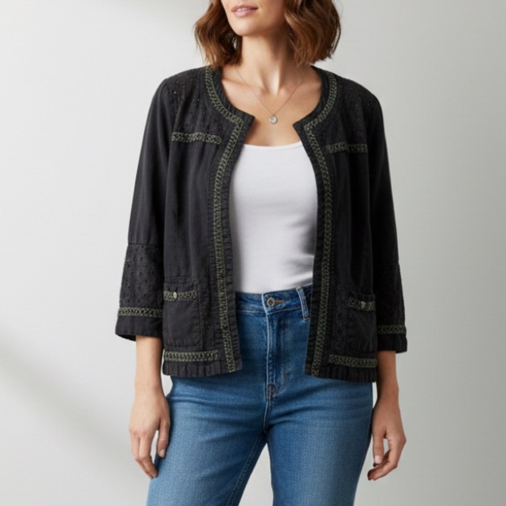 Nu-Look Cotton Dark Grey Open Front‎ Cardigan Women’s Size Large